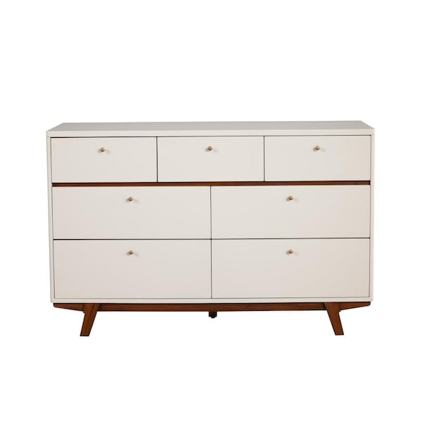 Templeton Dakota 7 Drawer Dresser, White with Acorn Accents - 36 x 56 x 18 in. - TE2751427