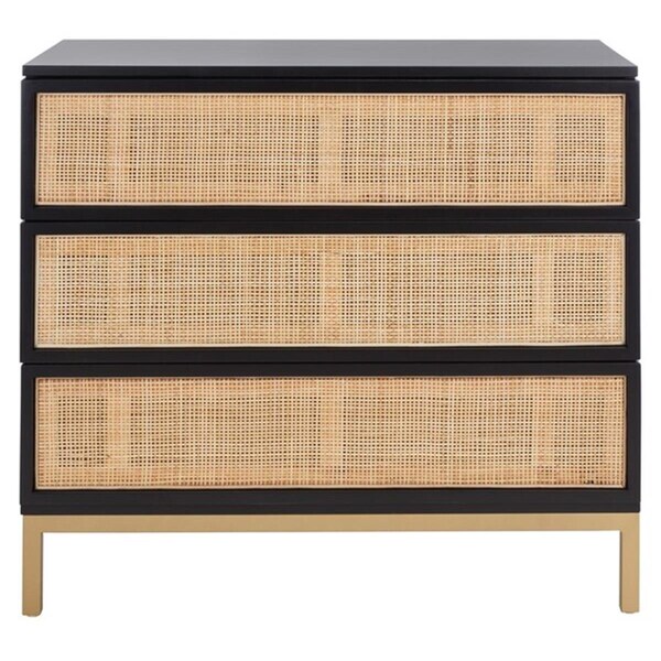 Safavieh Zadie 3 Drawer Rattan Chest; Black & Natural - CHS5004A