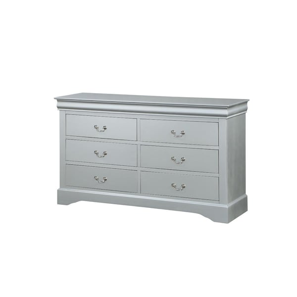 Homeroots 15 x 57 x 33 in. Platinum Wood Dresser - 347113