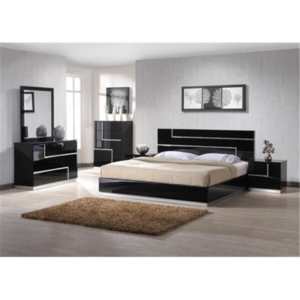 J&M Furniture J & M Furniture 17685-DM Lucca Dresser & Mirror - Black Lacquer - 17685-DM