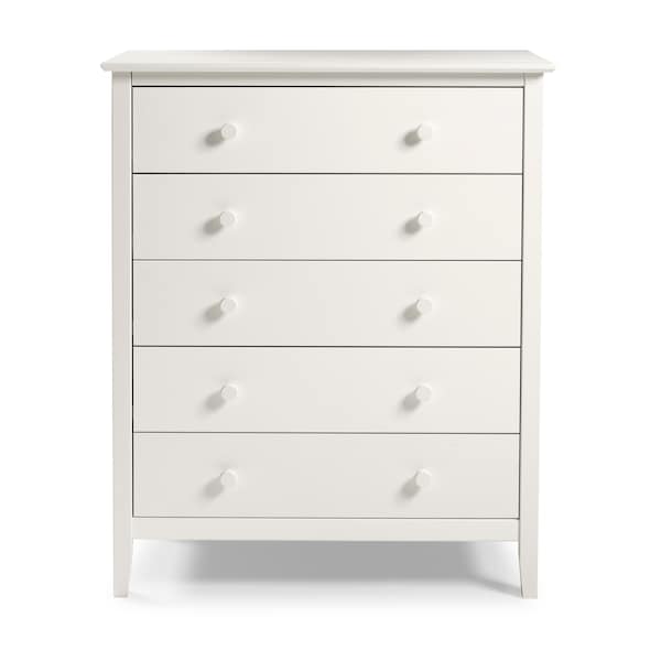 Alaterre Furniture Simplicity Wood 5-Drawer Chest, White - AJSP02WH