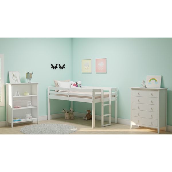 Alaterre Furniture Simplicity Wood 5-Drawer Chest, White - AJSP02WH