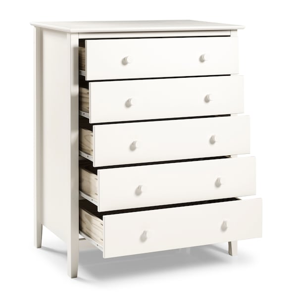 Alaterre Furniture Simplicity Wood 5-Drawer Chest, White - AJSP02WH