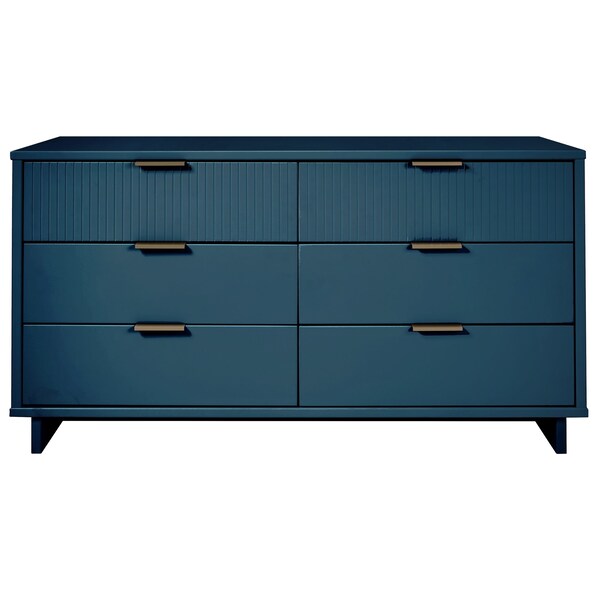 Manhattan Comfort Granville 55.07 Double Wide Dresser in Midnight Blue - DR-5034