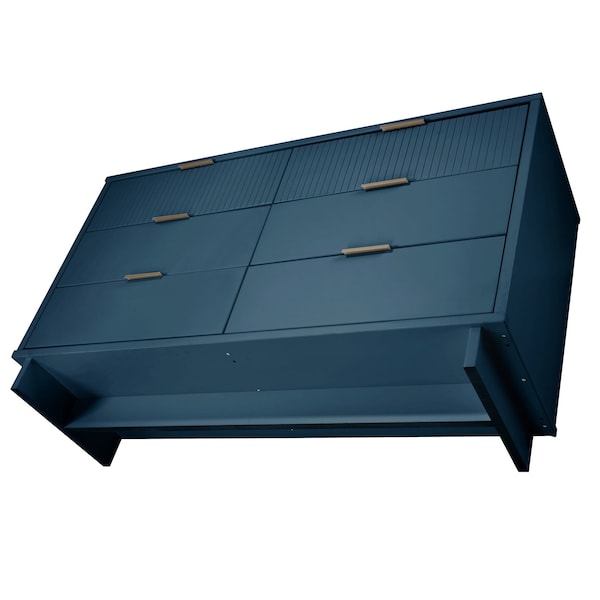 Manhattan Comfort Granville 55.07 Double Wide Dresser in Midnight Blue - DR-5034