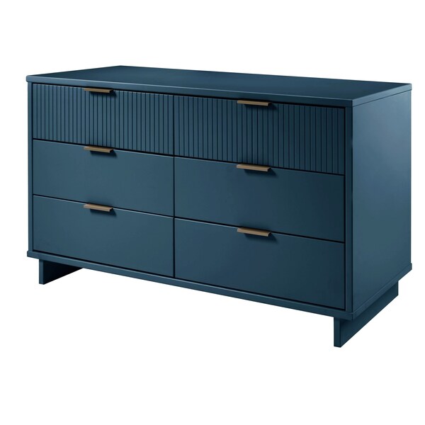 Manhattan Comfort Granville 55.07 Double Wide Dresser in Midnight Blue - DR-5034