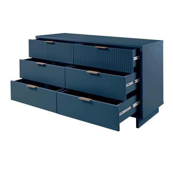 Manhattan Comfort Granville 55.07 Double Wide Dresser in Midnight Blue - DR-5034