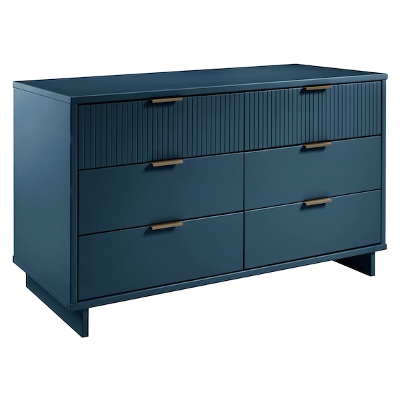 Manhattan Comfort Granville 55.07 Double Wide Dresser in Midnight Blue - DR-5034