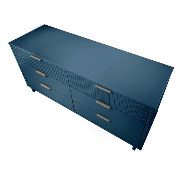 Manhattan Comfort Granville 55.07 Double Wide Dresser in Midnight Blue - DR-5034