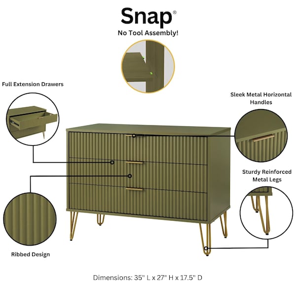 Manhattan Comfort DUMBO Dresser in Olive Green - DR001-OG