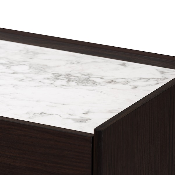 Baxton Studio Walker Modern and Contemporary Dark Brown and Gold Finished Wood 5-Drawer Chest with Faux Marble Top - 189-11621-ZORO