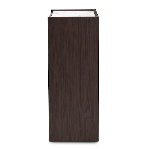 Baxton Studio Walker Modern and Contemporary Dark Brown and Gold Finished Wood 5-Drawer Chest with Faux Marble Top - 189-11621-ZORO