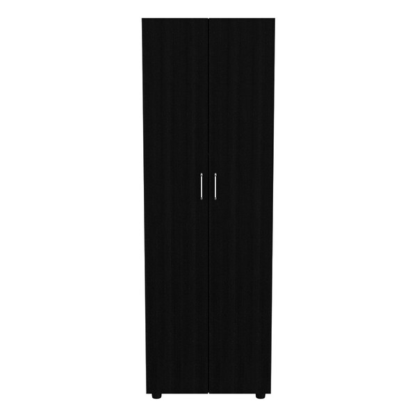 Tuhome Aurora Armoire, Two Interior Shelves, Rod, Double Door, Black - CLW6471