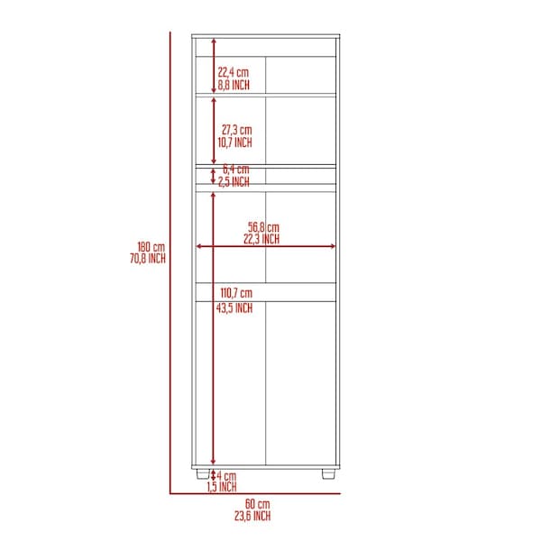Tuhome Aurora Armoire, Two Interior Shelves, Rod, Double Door, Black - CLW6471
