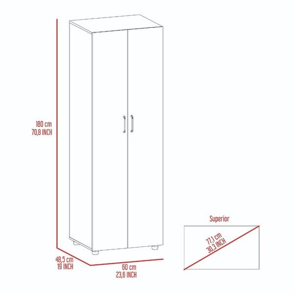 Tuhome Aurora Armoire, Two Interior Shelves, Rod, Double Door, Black - CLW6471
