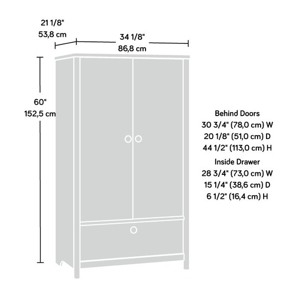 Sauder Dover Edge Armoire Go A2 , Safety tested for stability to help reduce tip-over accidents - 432063