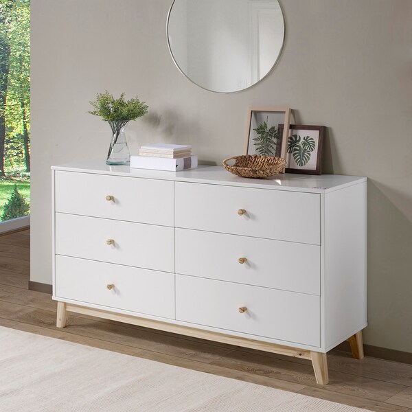 Alaterre Furniture MOD 60"W 6-Drawer Double Dresser - AJMD0320WH