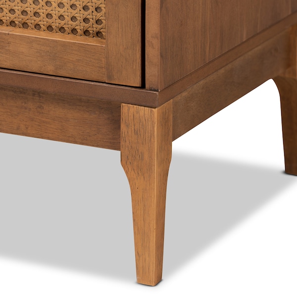 Baxton Studio Ramiel MidCentury Modern Ash Walnut Finished Wood and Rattan 6Drawer Dresser - 215-12427-ZORO