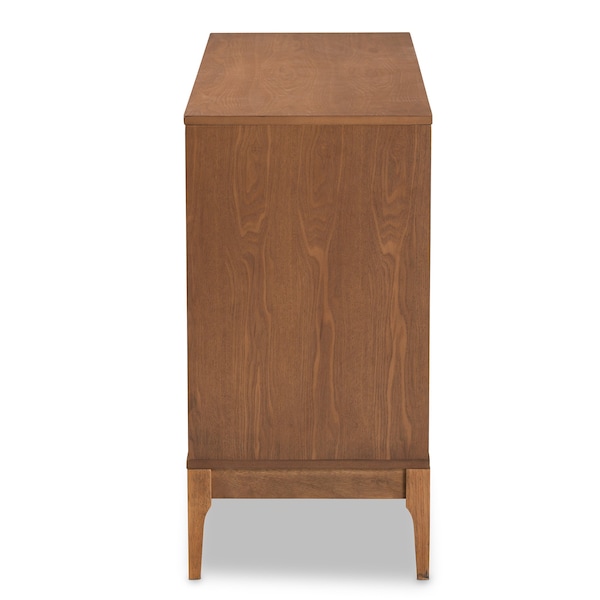 Baxton Studio Ramiel MidCentury Modern Ash Walnut Finished Wood and Rattan 6Drawer Dresser - 215-12427-ZORO