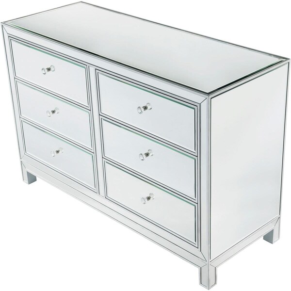 Convenience Concepts Dresser 6 Drawers, Antique Silver Paint - 48 x 18 x 32 in. - HI2222467