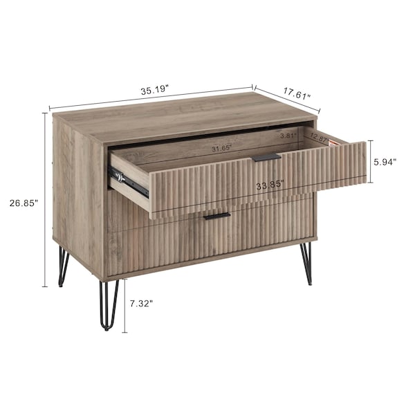 Manhattan Comfort 3-Piece DUMBO 5-Drawer Tall Dresser, 3-Drawer Standard Dresser and Nightstand 2.0 in Rustic Grey - 3-DB09-GY