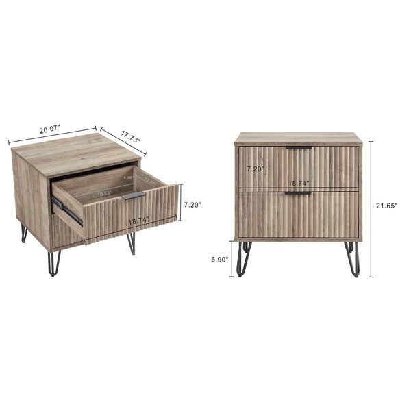 Manhattan Comfort 3-Piece DUMBO 5-Drawer Tall Dresser, 3-Drawer Standard Dresser and Nightstand 2.0 in Rustic Grey - 3-DB09-GY