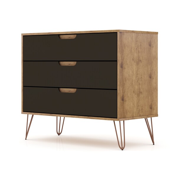 Manhattan Comfort Rockefeller Dresser, Nature and Textured Grey - 103GMC7