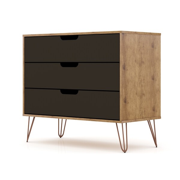 Manhattan Comfort Rockefeller Dresser, Nature and Textured Grey - 103GMC7