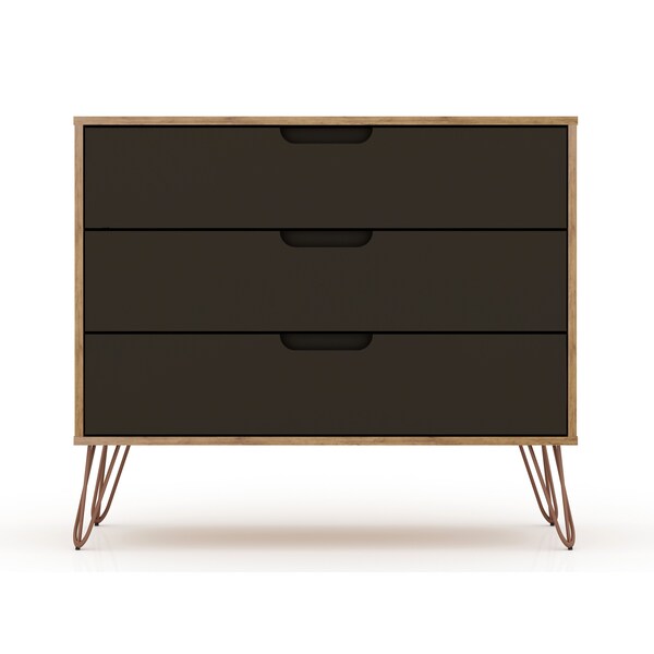 Manhattan Comfort Rockefeller Dresser, Nature and Textured Grey - 103GMC7
