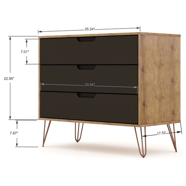 Manhattan Comfort Rockefeller Dresser, Nature and Textured Grey - 103GMC7