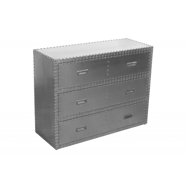 Homeroots 42 in. Aluminum Three Drawer Standard Dresser, Silver - 489225