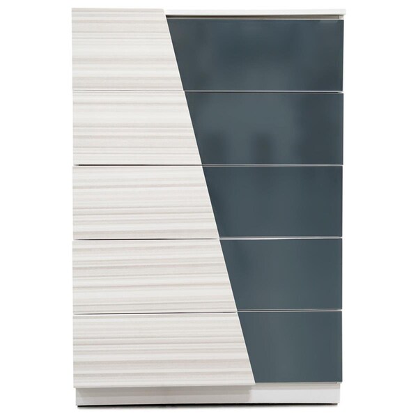 Best Master Furniture Manchester 5 Drawer Bedroom Chest, Zebra Grey - MANCHESTER 5 DRAWER CHEST