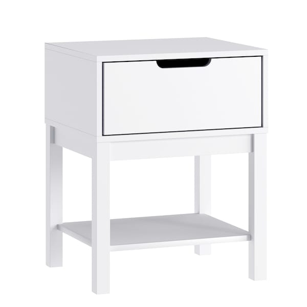 Flash Furniture Dallas Wooden Night Stand, Bedroom Side Table with Storage Drawer and Shelf for Kids in White - MG-9007-1-NS-WH-GG
