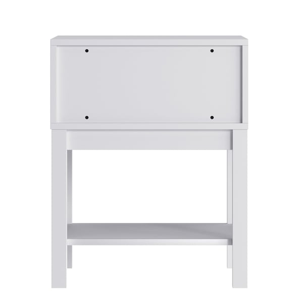 Flash Furniture Dallas Wooden Night Stand, Bedroom Side Table with Storage Drawer and Shelf for Kids in White - MG-9007-1-NS-WH-GG