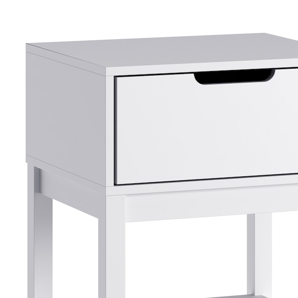Flash Furniture Dallas Wooden Night Stand, Bedroom Side Table with Storage Drawer and Shelf for Kids in White - MG-9007-1-NS-WH-GG