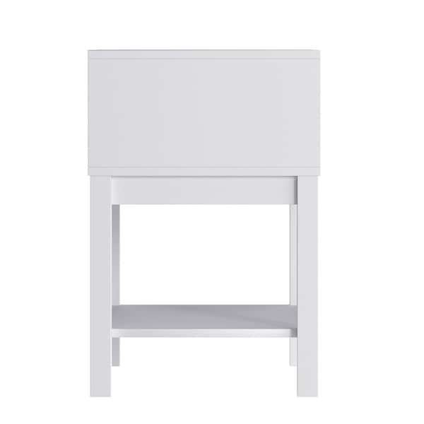 Flash Furniture Dallas Wooden Night Stand, Bedroom Side Table with Storage Drawer and Shelf for Kids in White - MG-9007-1-NS-WH-GG