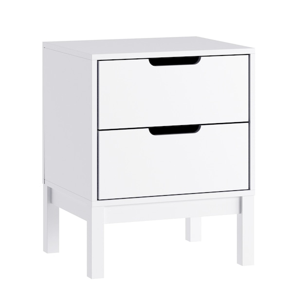 Flash Furniture Dallas Wooden Night Stand, Bedroom Side Table with 2 Storage Drawers for Kids in White - MG-9007-1-2NS-WH-GG