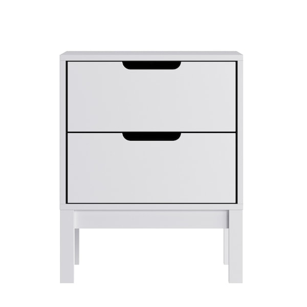 Flash Furniture Dallas Wooden Night Stand, Bedroom Side Table with 2 Storage Drawers for Kids in White - MG-9007-1-2NS-WH-GG