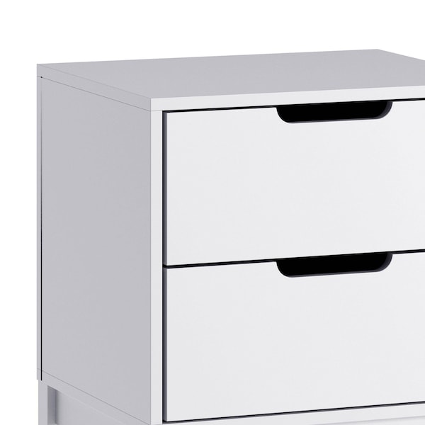 Flash Furniture Dallas Wooden Night Stand, Bedroom Side Table with 2 Storage Drawers for Kids in White - MG-9007-1-2NS-WH-GG