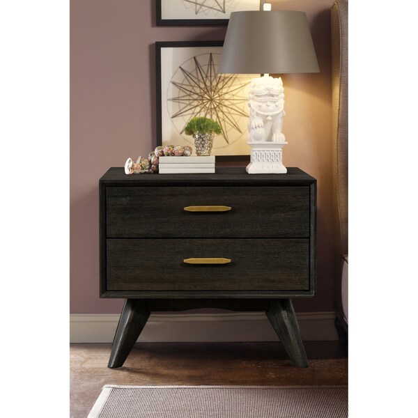 Armen Living Baly Acacia Mid-Century 2 Drawer Night stand - LCLFLABR