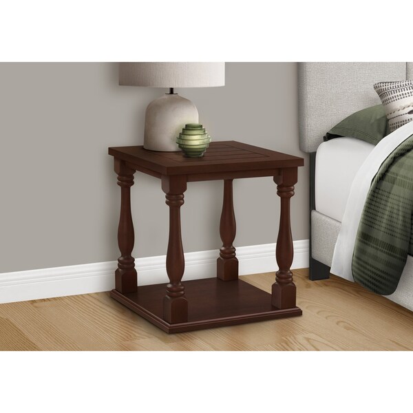 Monarch Specialties Accent Table, 2 Tier, End, Side Table, Square, Nightstand, Bedroom, Lamp, Brown Veneer, Traditional - I 3970