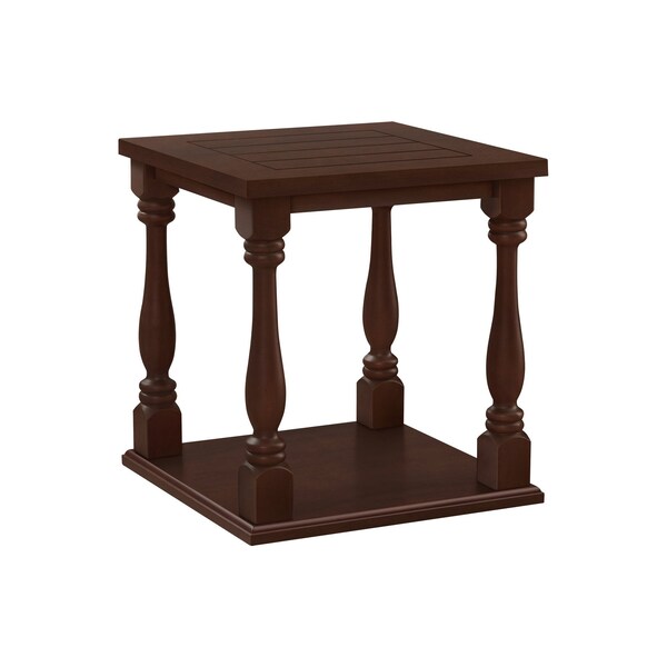 Monarch Specialties Accent Table, 2 Tier, End, Side Table, Square, Nightstand, Bedroom, Lamp, Brown Veneer, Traditional - I 3970
