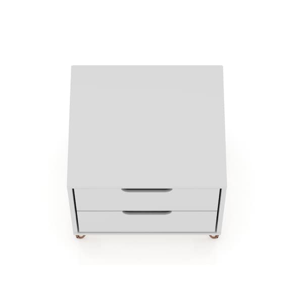 Manhattan Comfort Rockefeller Nightstand 2.0 in White (Set of 2) - 2-102GMC1