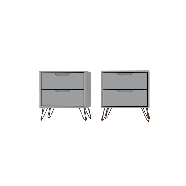 Manhattan Comfort Rockefeller Nightstand 2.0 in White (Set of 2) - 2-102GMC1