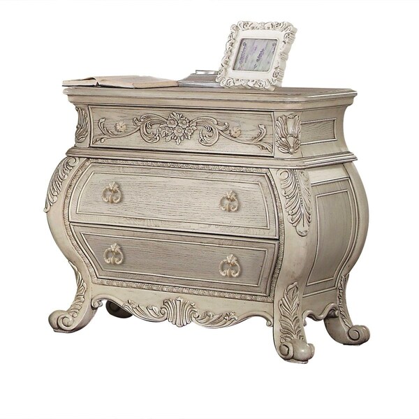 Homeroots 20 x 38 x 34 in. Antique White Wood Nightstand - 347133