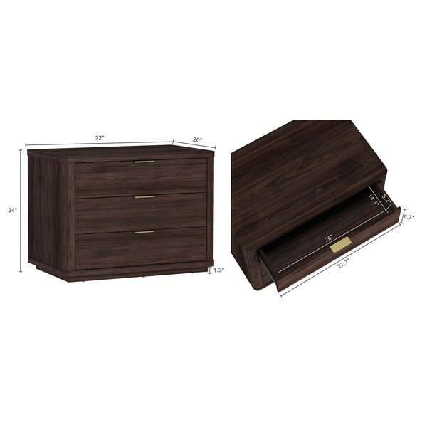 Manhattan Comfort Evelyn 32in Nightstand 4.0 in Brown - Set of 2 - 2-NS014-BR