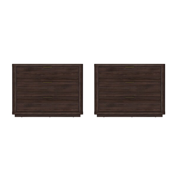 Manhattan Comfort Evelyn 32in Nightstand 4.0 in Brown - Set of 2 - 2-NS014-BR