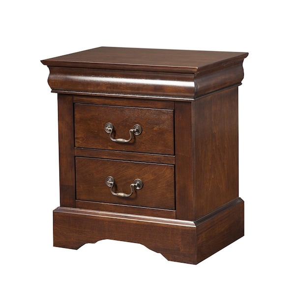 Homeroots 24 x 21.5 x 15.5 in. Solid Wood Cappuccino 2 Drawer Nightstand - 399271