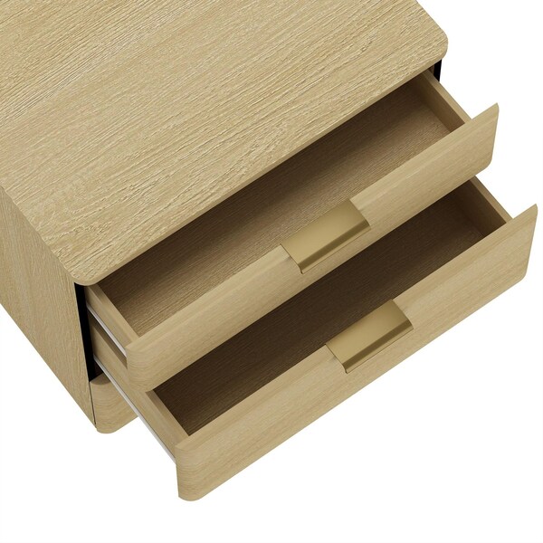 Manhattan Comfort Payton Nightstand in Natural Oak and Gold - NS009-GNO