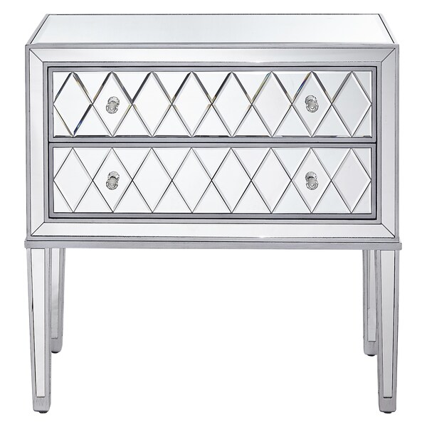 Elegant Decor Nightstand 2 Drawers 34In. W X 16In. D X 34In. H In Antique Slvr Paint - MF72045